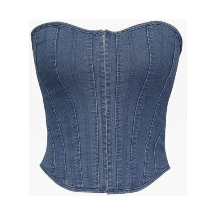 Denim Crop Corset