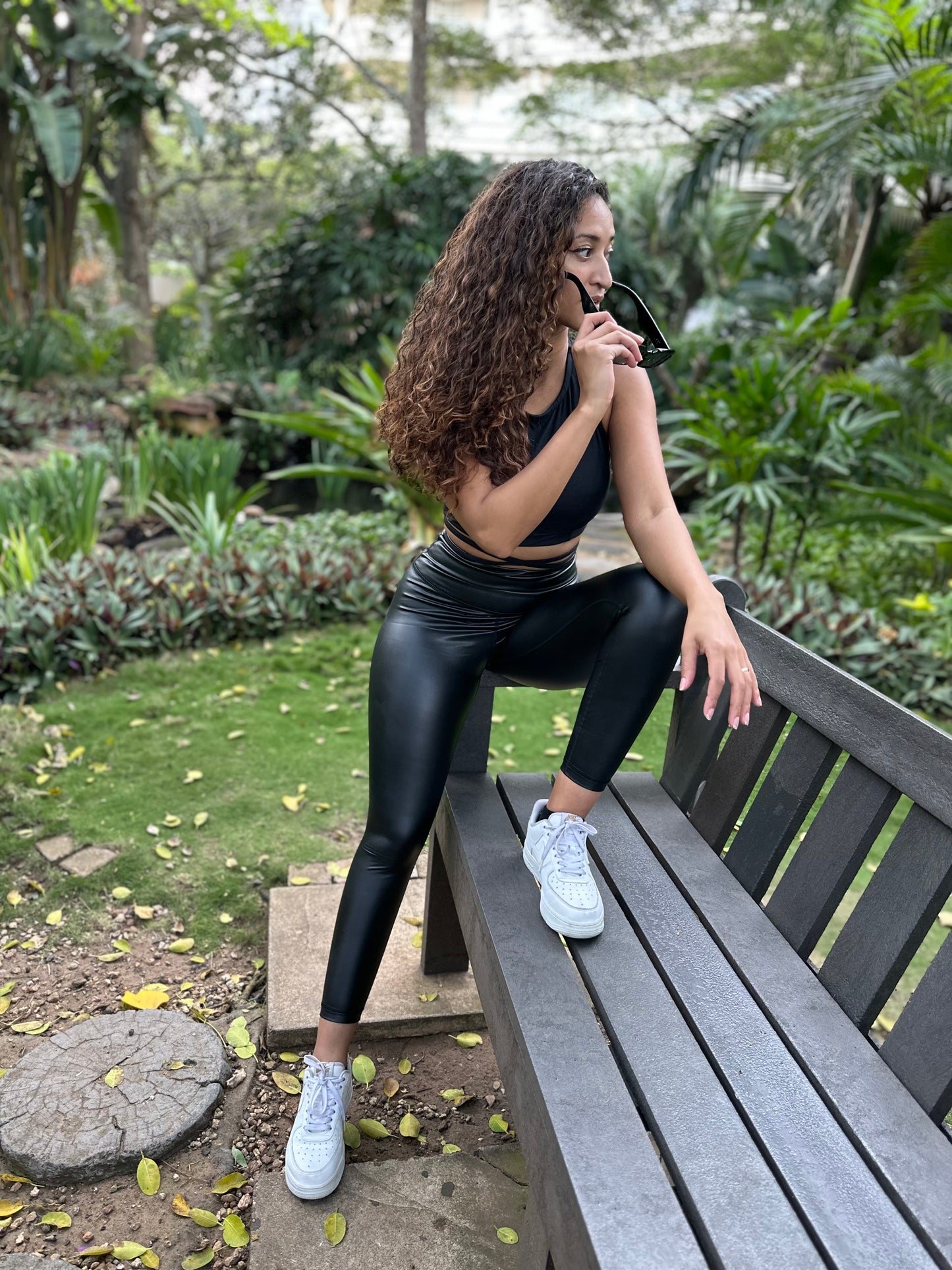 Faux liquid leggings