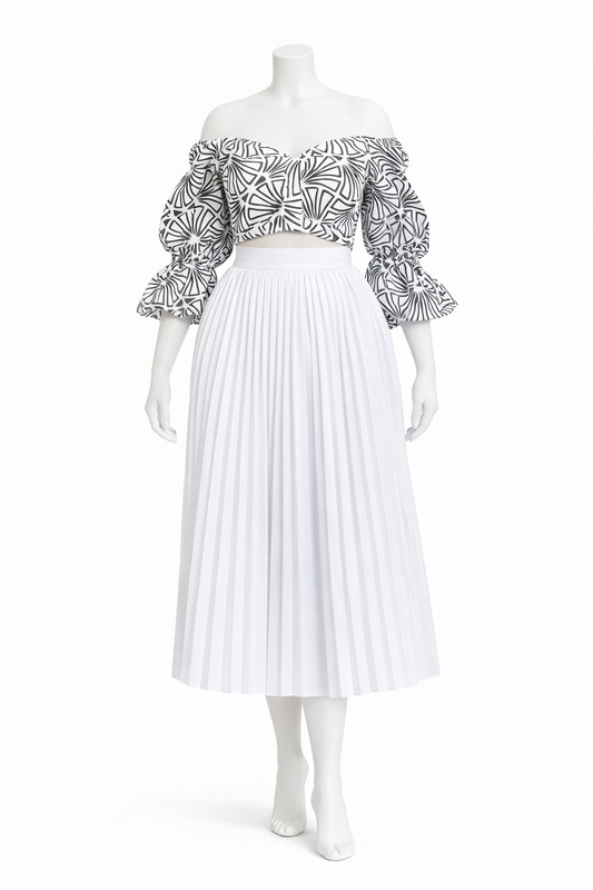 Ivory Muse Pleated Skirt Set