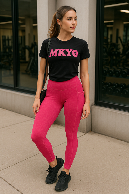 Pink Leopard Metallic Leggings