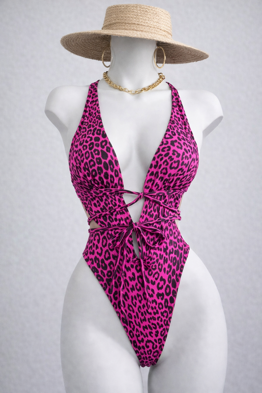 Hot pink Leopard Monokini
