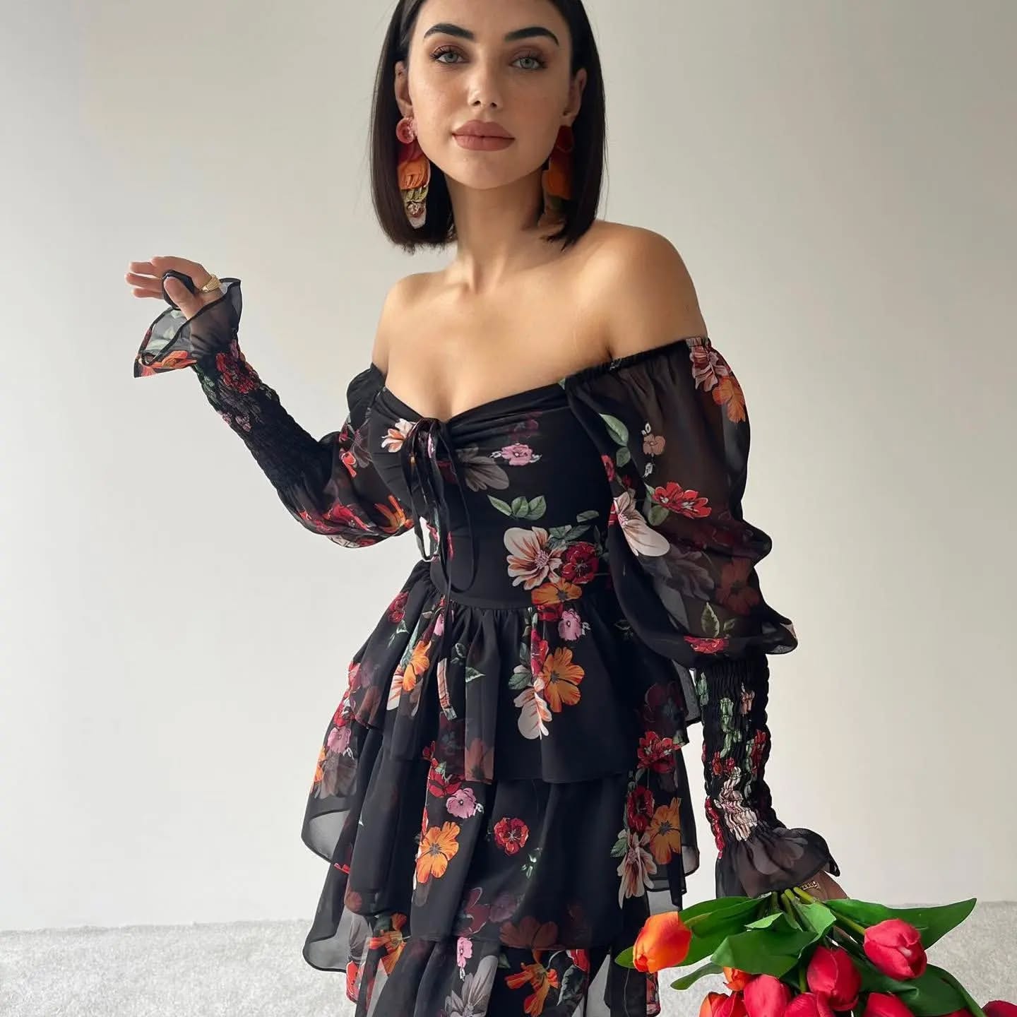 Mika floral tier dress