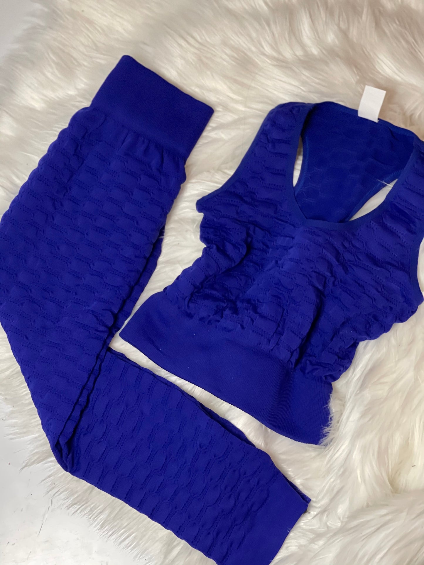 Lili Textured leggings set -Blue