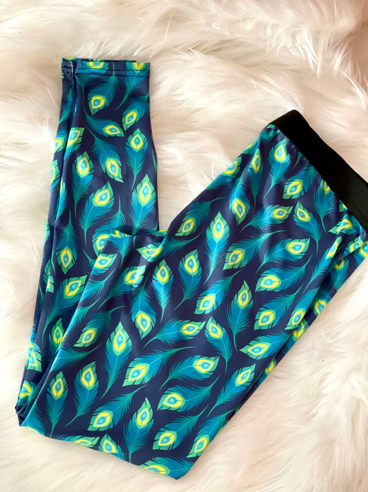 Peacock print leggings