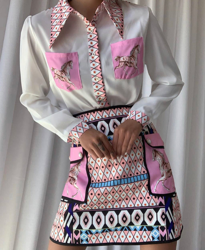 Jezelle Graphic Skirt Set