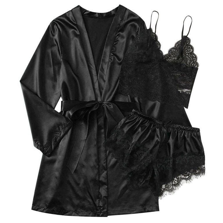 Jenna Satin & Lace gown set